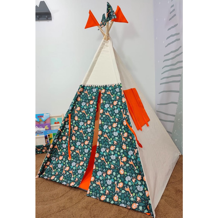Barraca Infantil Tenda Cabana Artesanal Com Colchonete+ Bandeirinhas
