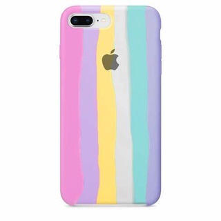 Capinha Para iPhone 7/8 Plus - 6/6S - XR - 11 Arco-íris Candy Colorida de Silicone Aveludada