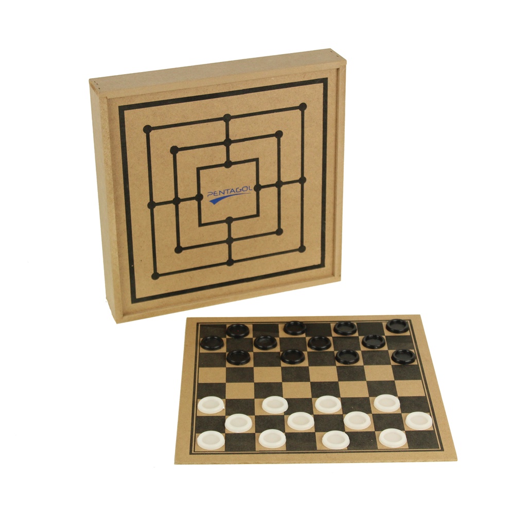 Dama / Trilha com Tabuleiro e Estojo Pentagol
