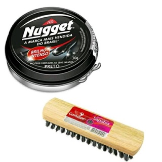 Kit 1 Escova Condor Macia + 1 Graxa em Pasta Preta Nugget Lata 36G