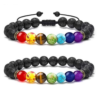 Pulseira 7 Chakras Com Rochas Pedras Vulcânicas Reiki Yoga Oração Equilíbrio