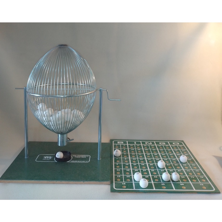 Jogo BINGO Globo N°4 com bolas tipo PING PONG Cromado + 200 cartelas