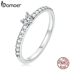 Anel Bamoer 925 Prata Amor Moda Zircônia Joias Presentes Femininos