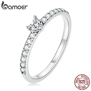 Anel Bamoer 925 Prata Amor Moda Zircônia Joias Presentes Femininos