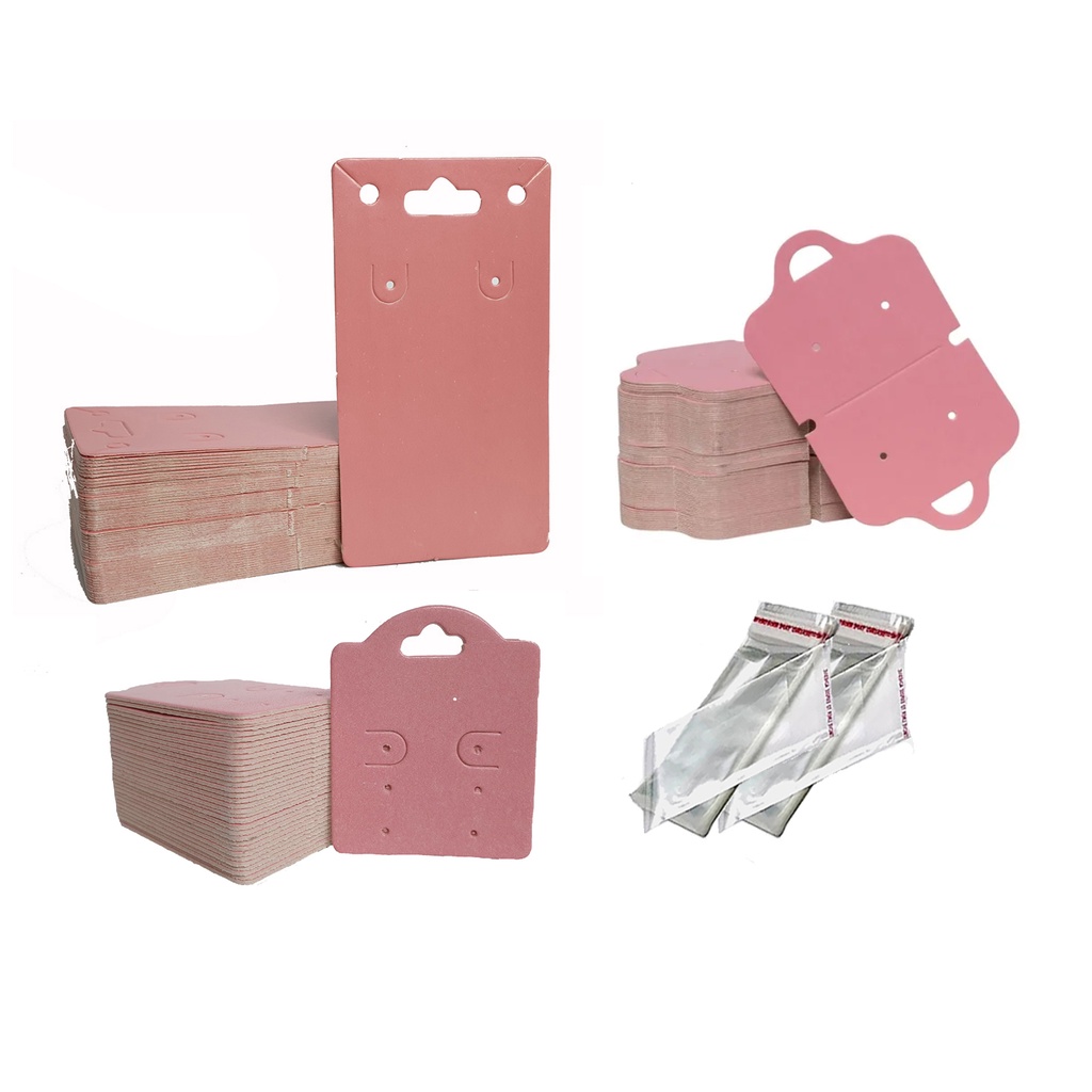 Kit Tag Para Bijuterias com 3 modelos com 600 Peças ( 200 cartela, 200 cadeado e 200 firula) + 400 Saquinhos com furo e Aba adesiva (200 p/ cartela e 200 p/ cadeado)