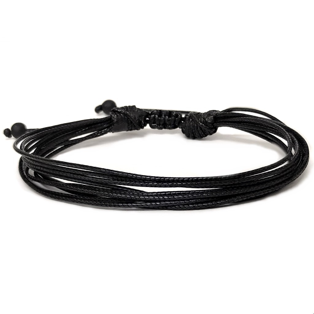 Pulseiras masculinas couro e pedras preta muitas opções em Oferta na Shopee