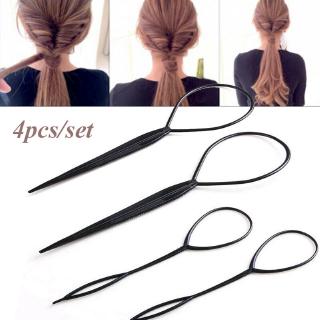 4 Pçs / Set Topsy Cauda Trança De Cabelo Rabo De Cavalo Maker Styling Tools Black