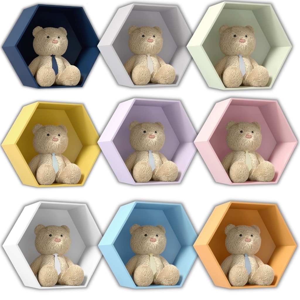 Nicho Hexagonal Colmeia MDF Cores