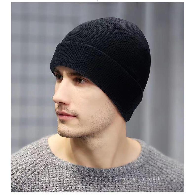 Touca de Lã Forrada Masculino Adulto Toca Gorro Toucas Frio Inverno Boina Juvenil Preto