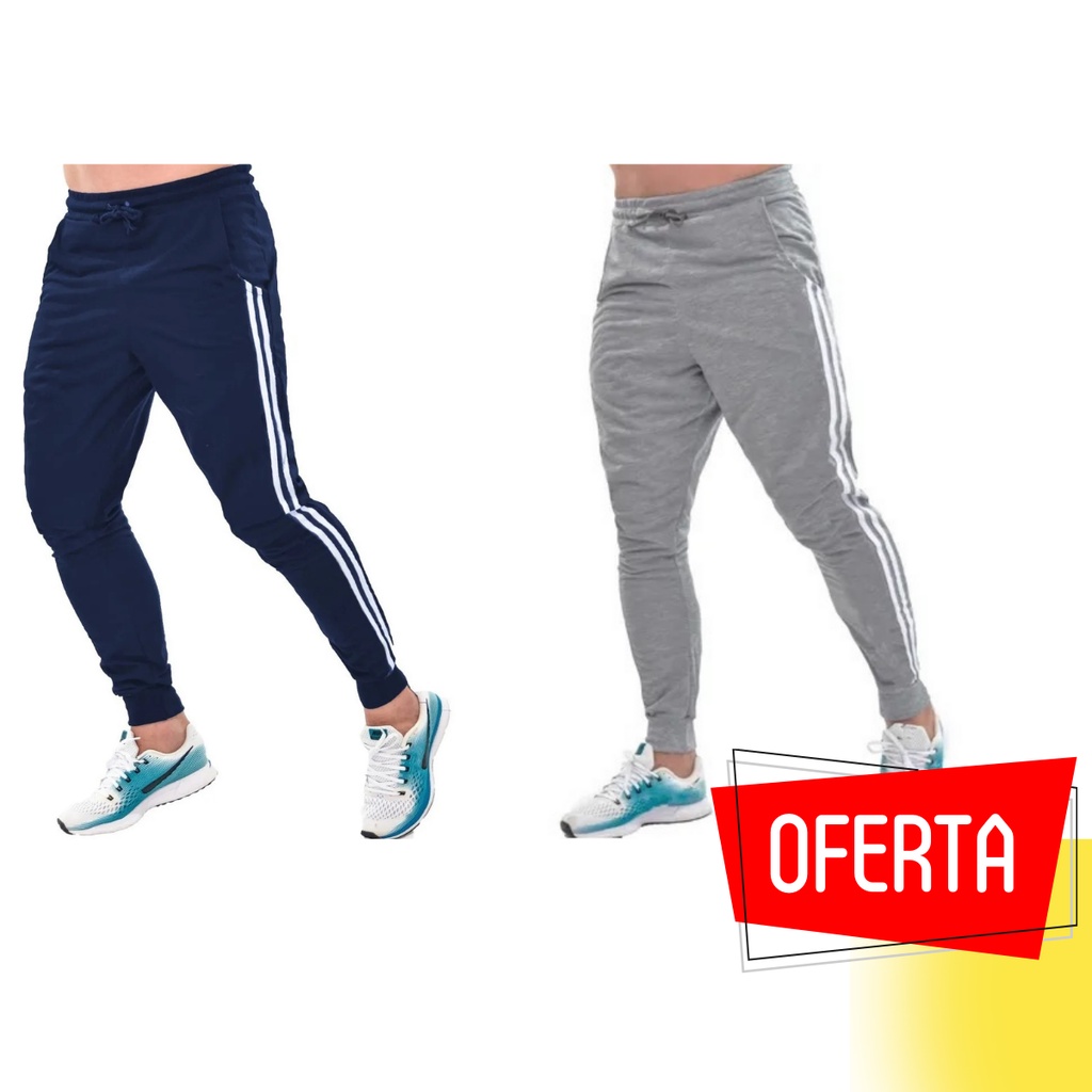 Kit 2 Calça de Moletom Masculina Treino Academia Esportiva Slim Fit