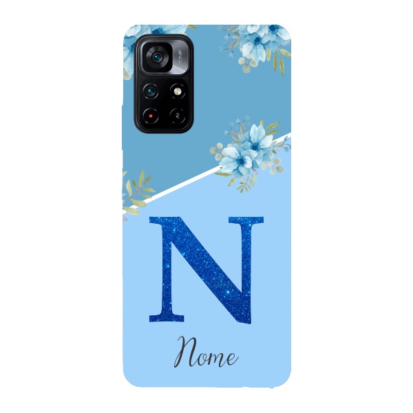 Capinha para Xiaomi Poco M4 Pro 5G Anti Impacto Personalizada - Delicate Flowers Azul com nome