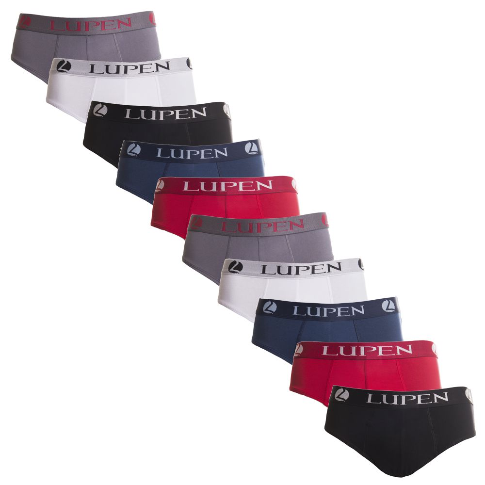 KIT 10 CUECAS SLIP MICROFIBRA EXTRA GRANDE COLORIDO LUPEN NOVO