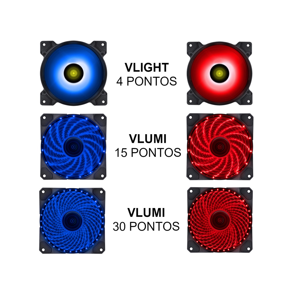 Cooler Fan Led Gamer 120x120x25 12cm 120mm Ventoinha Para Gabinete