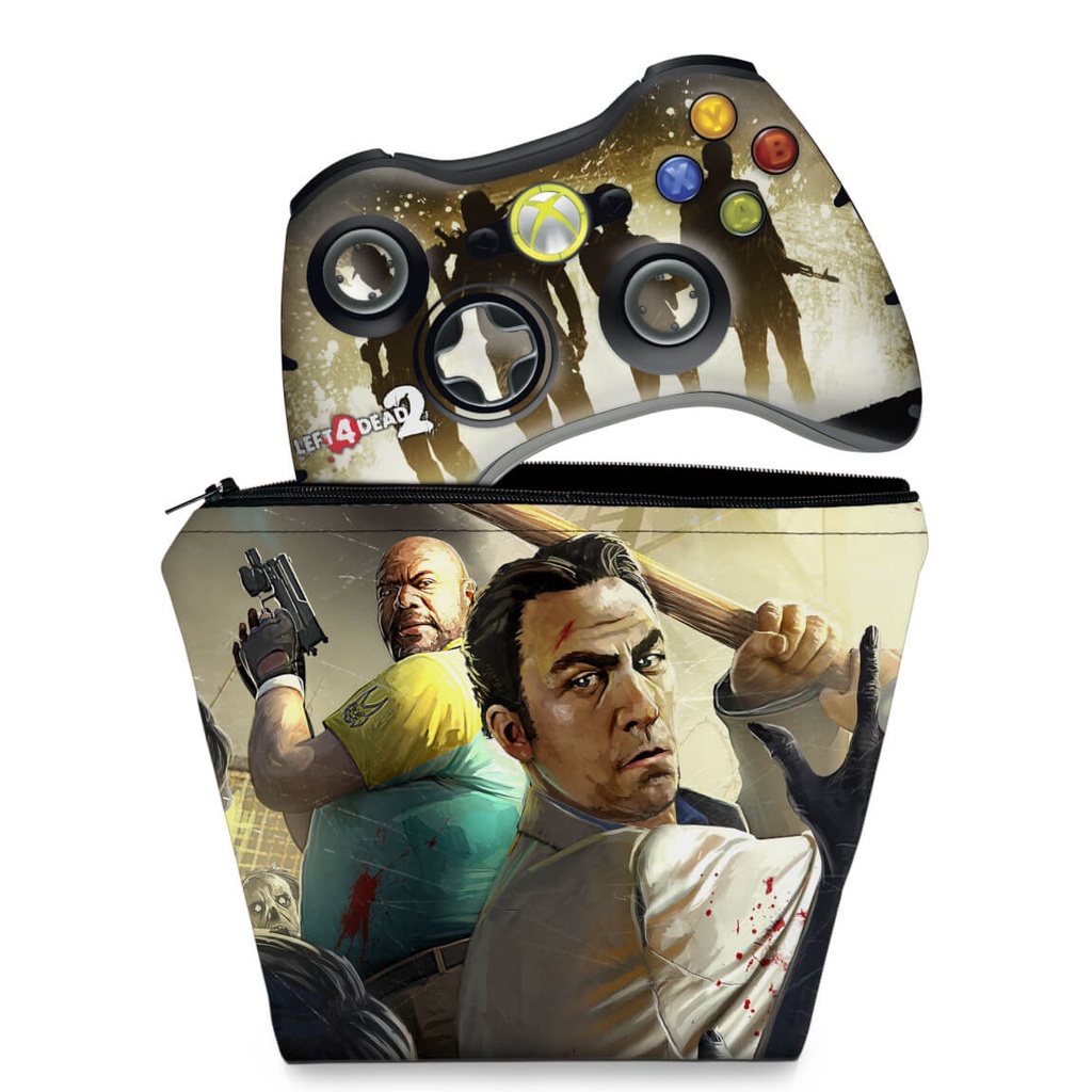 Capa Case e Skin Adesivo Xbox 360 Controle - Left 4 Dead 2