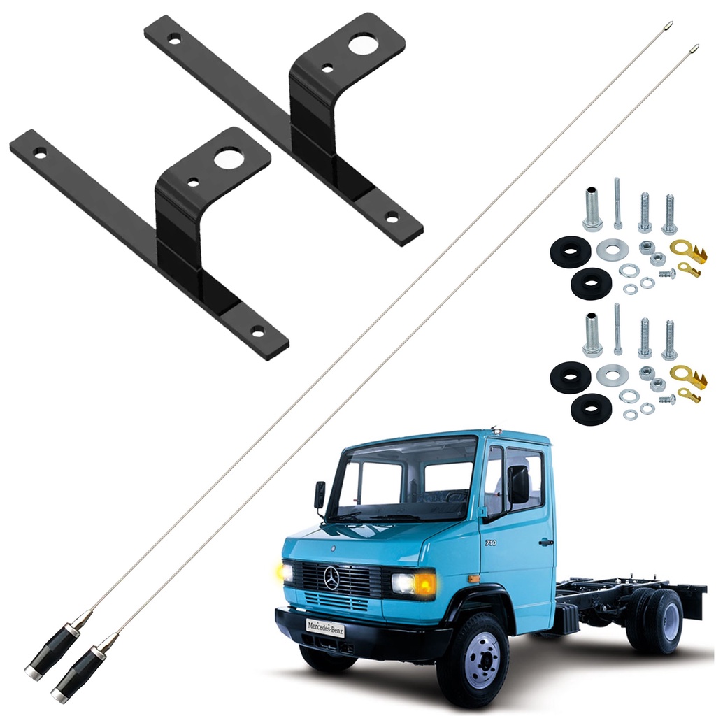 Antena Px Mini Maria Mole 1,40 metros Suporte Dianteiro Mercedes Mercedinho 3/4 709 710 Parafusos Anti-Furto