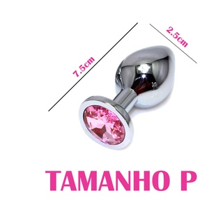 Plug Anal em Aço inox Tamanho P Polido com Detalhe de Joia na Base GS-39 P