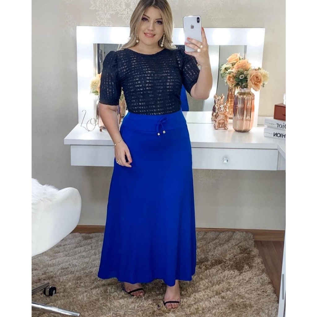 Saia  longa moda evangélica em Oferta na Shopee