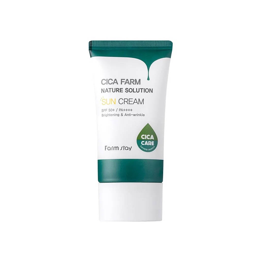 farmstay cica farm nature solution sun cream sun screen sun block protetor solar spf50+/PA++50ml - Beauty