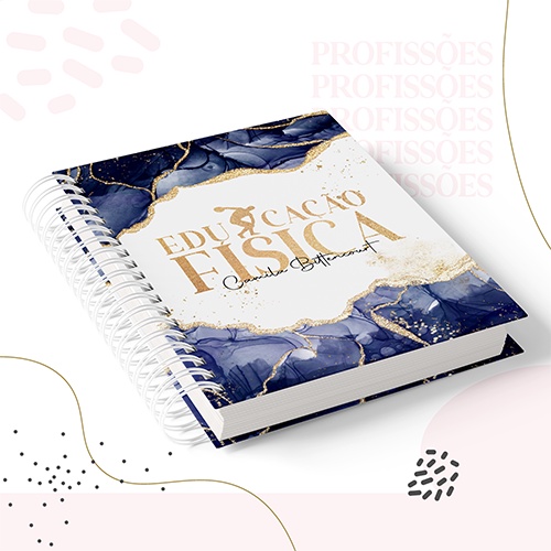 Caderno Educação Física - Tamanho A5, Colegial e Universitário - Capa Personalizada com o nome