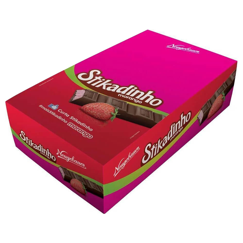 Caixa Chocolate Recheado Stikadinho Morango c/32 - Neugebauer