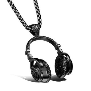 Fone De Ouvido Com Música Hip Hop Pingente De Colar Masculino De Aço Titânio