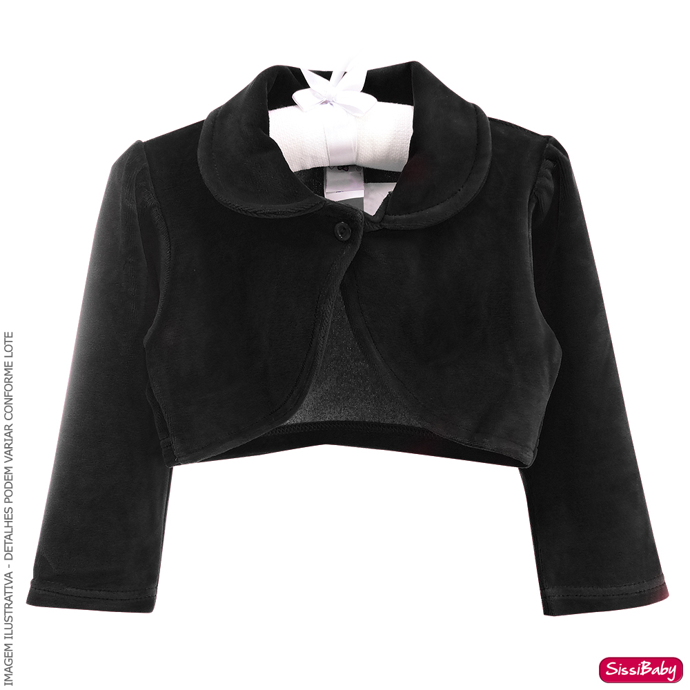Bolero Infantil Preto Plush Menina Casamento Daminha Aniversário Batizado Formatura Festa