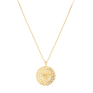 Colar Gargantilha Pomba Divino Espirito Santo Folheado Ouro