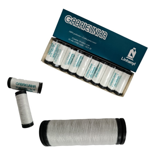 Linha Costura - Gabrielinha - Linhanyl - Branca - Caixa Com 10 rolos em Oferta na Shopee