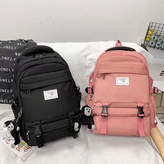 Mochila feminina grande Nylon impermeável escolar Com Pingente de Bonequinho