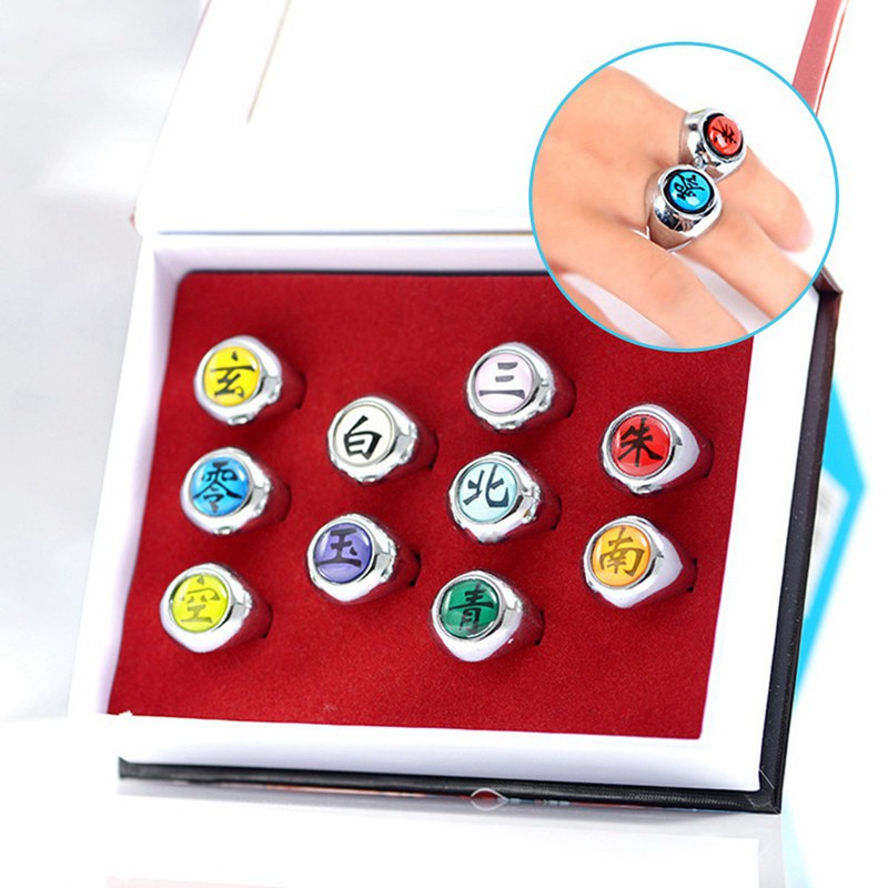 Kit Anéis Naruto Akatsuki Na Caixa Anime Cosplay 10 Peças Shopee Brasil 2480