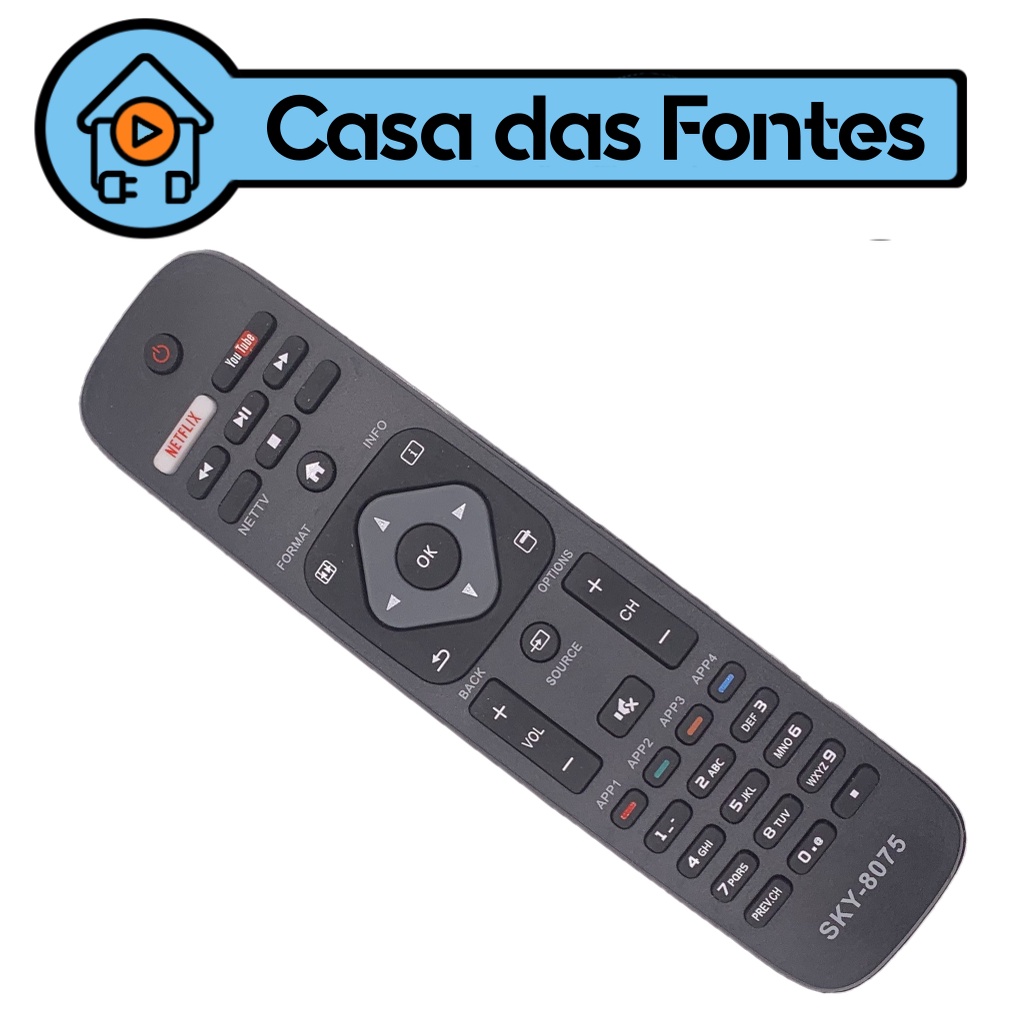 Controle Remoto Tv Philips Com Botão Netflix Youtube 7516-8075