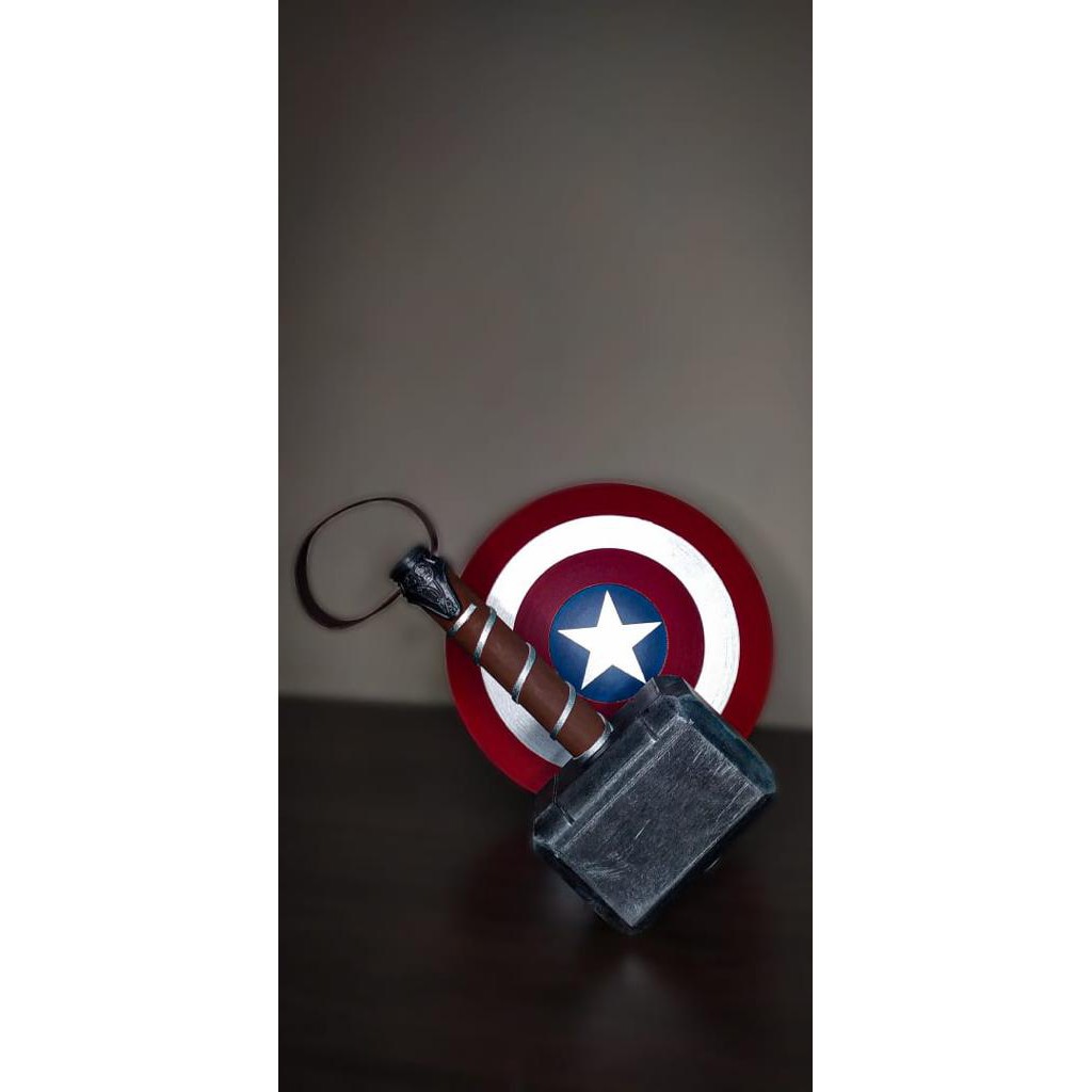 Kit Mini Martelo + Escudo Capitão América 30cm