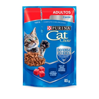 Ração Úmida Sachê Cat Chow Gatos Adultos Carne Ao Molho 85g em Oferta na Shopee
