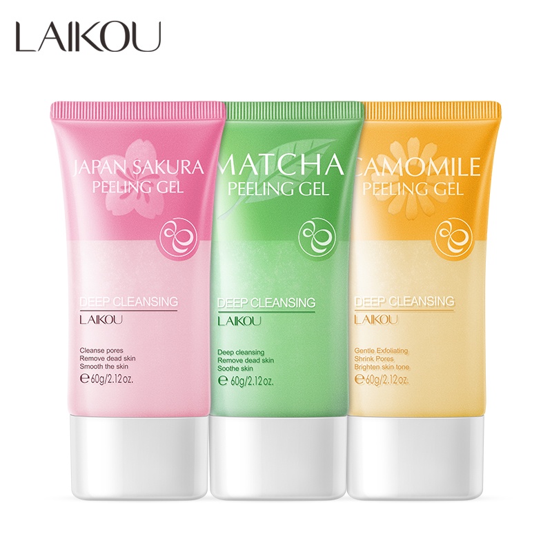 Sakura Gel De Peeling LAIKOU Matcha Esfoliante Facial Remove Pele Morta Clareador Limpeza - Beauty