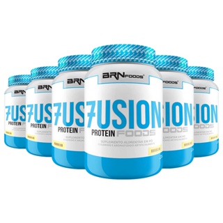Kit 6x Whey Protein Fusion Protein 900g - Kit para aumento de massa muscular e força - BRN Foods em Oferta na Shopee