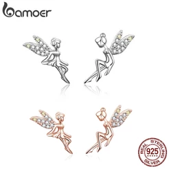 Bamoer Brincos De Tarraxa De Prata S925/Elevs/Feminino De Zircônia/Bijuteria Para Presente BSE046