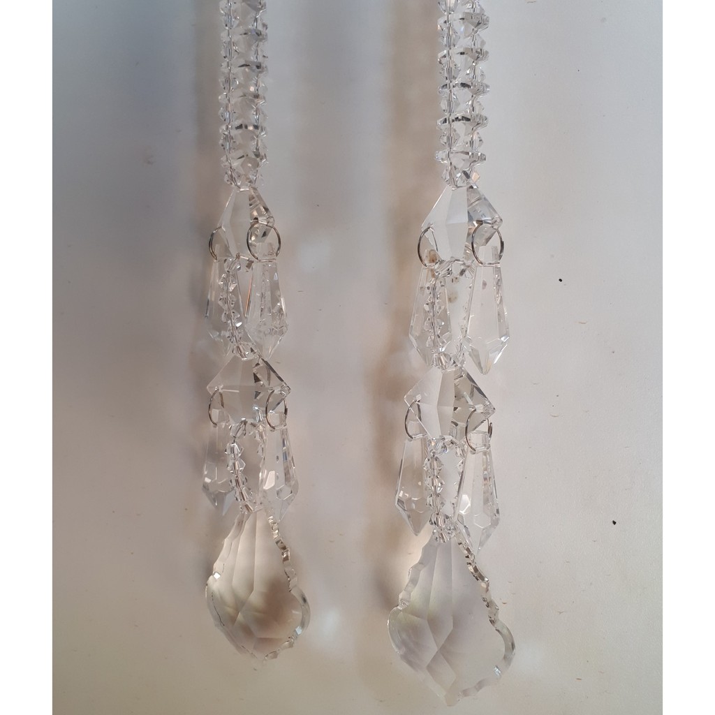 2 Pingentes de Cortina Cristal Placa de Bacalhau 63 mm - Transparente