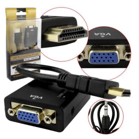 Cabo Adaptador Conversor Hdmi Para Vga Com Saída P2 De Áudio 4.8 3393