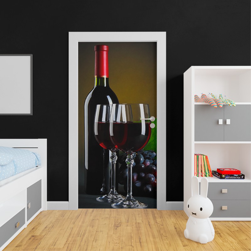 Adesivo de Porta Decorativo - TAÇA DE VINHO 01510