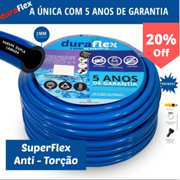 Mangueira de Jardim AntiTorção Siliconada DuraFlex - Promoção