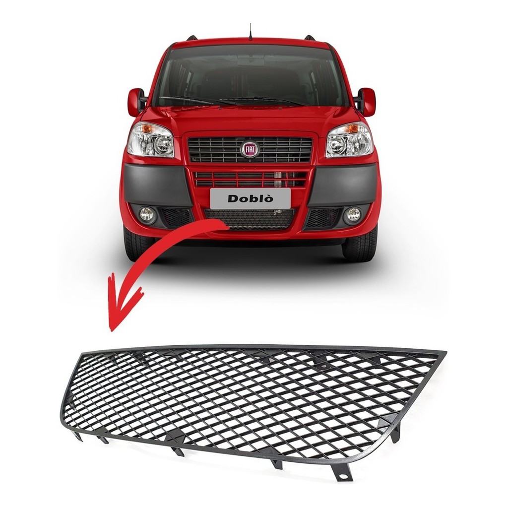 Moldura Grade Inferior Preta Parachoque Dianteiro Doblo 2010 a 2020 Essence Attractive Hlx Cargo
