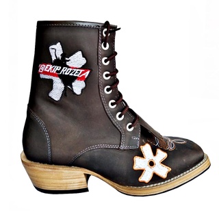 Bota Coturno Montaria Texana Masculina Couro Legitimo Country Com Franja Salto Carrapeta