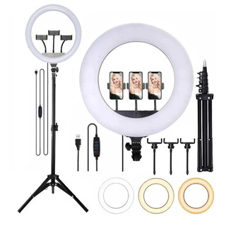 Ring Light Iluminador 36cm 14 Polegadas + tripé 2.1m + 3 suporte de celular
