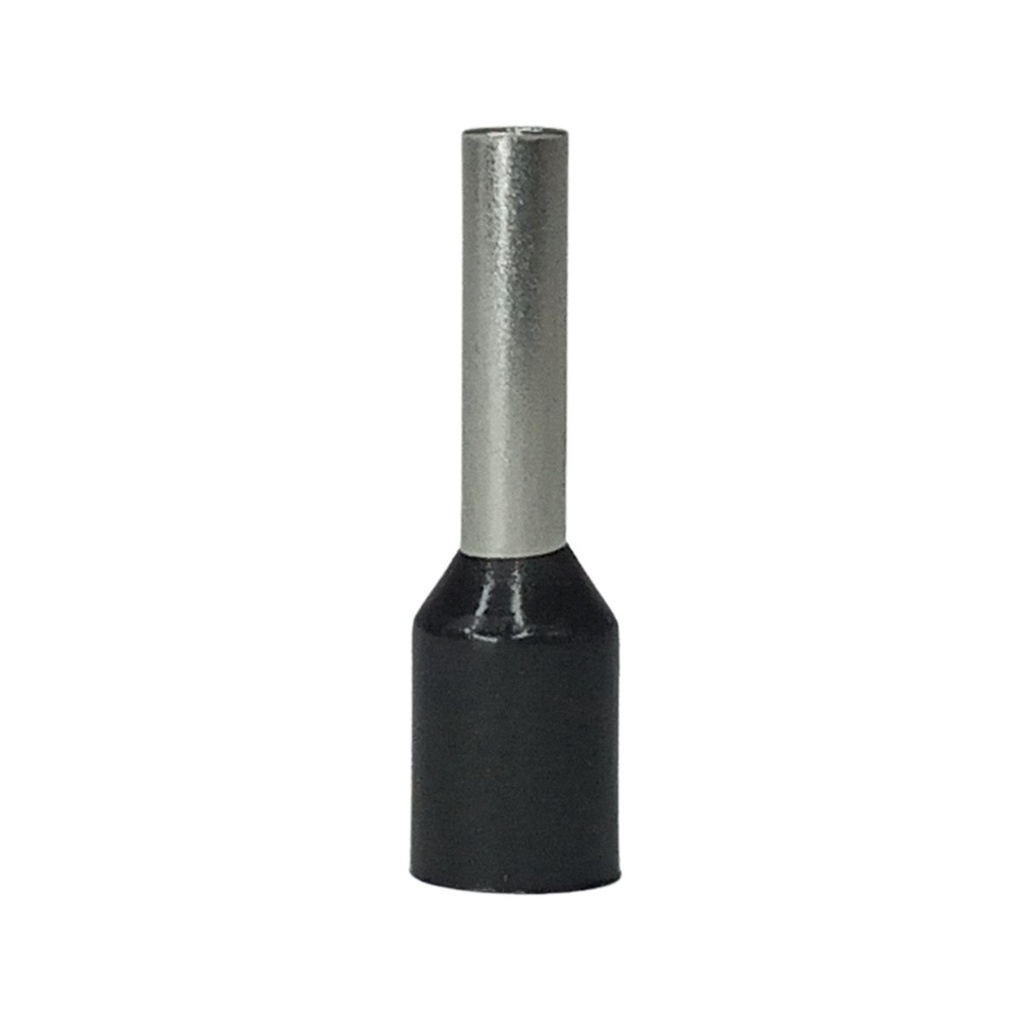 Kit 100x Terminais Resistentes Elétrico Ilhós Tubular Preto 1,5mm Simples Pré Isolados Conectores Tubo Tubolar