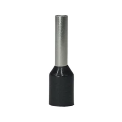 Kit 100x Terminais Resistentes Elétrico Ilhós Tubular Preto 1,5mm Simples Pré Isolados Conectores Tubo Tubolar