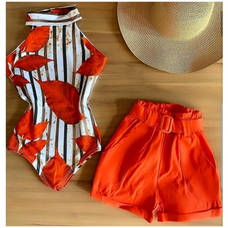 Body gola com fecho na parte de baixo Feminino Verão