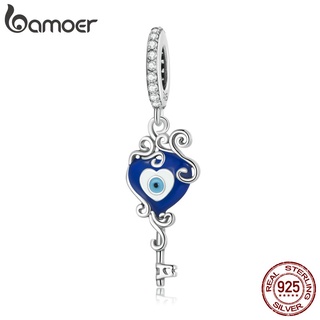 Bamoer Beads Pingente De Prata 925 Coração Demônio Olho Chave Para As Mulheres Menina Diy Colar Pulseira Acessórios