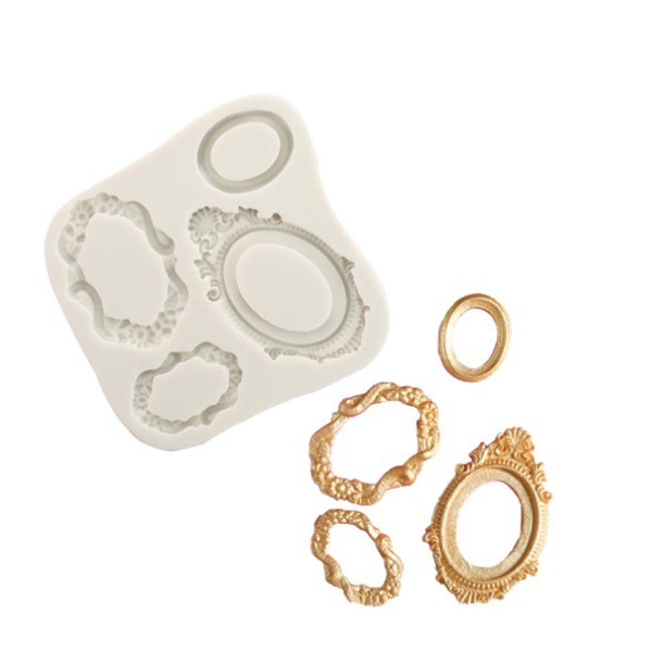 Molde de Silicone Molduras Mini - 4 Mini Molduras diversas - Molde de Silicone para Artesanato e Confeitaria