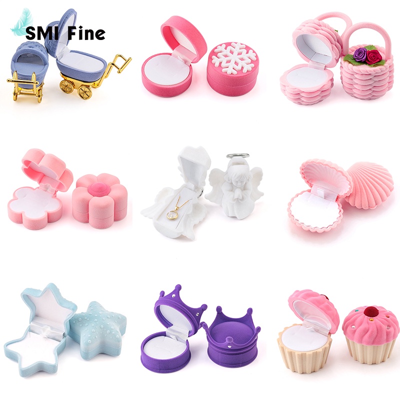 1 Peça Linda Caixa De Jóias De Veludo Recipiente Anel De Casamento Para Brincos Colar Pulseira Exibição Titular Presente 9 Estilos em Oferta na Shopee