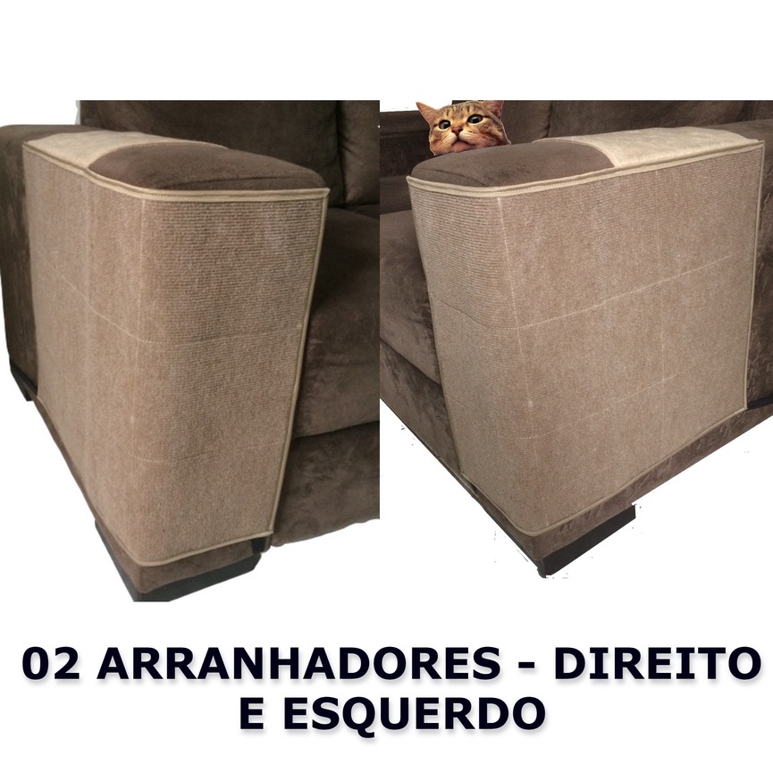 Brinquedo Pet, Arranhador para Gato e Protetor De Braço De Sofá - Carpete Reforçado- Fino Acabamento - 2 Peças - Lados Direito E Esquerdo